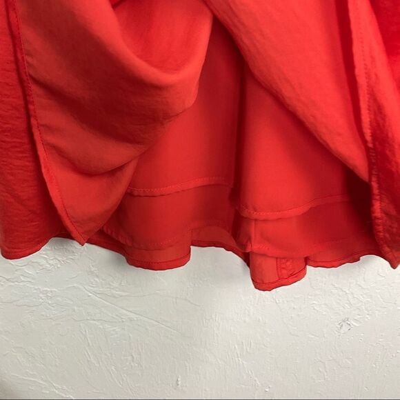 Rebecca Taylor Red Orange Pleated Sleeveless Fit and Flare Dress 2 - Picture 3 of 7